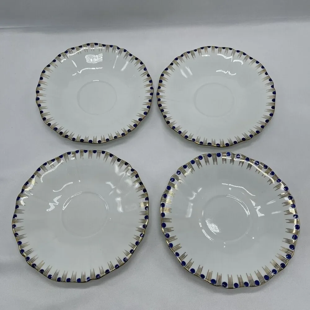 (4) Vintage e Hughes &‎ Co Fenton Saucers Staffordshire Eusancos China England